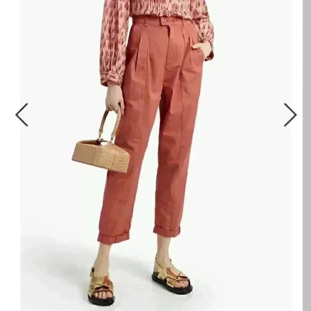 Joie Shore Cotton Burnt Clay Trouser Pants Size 10